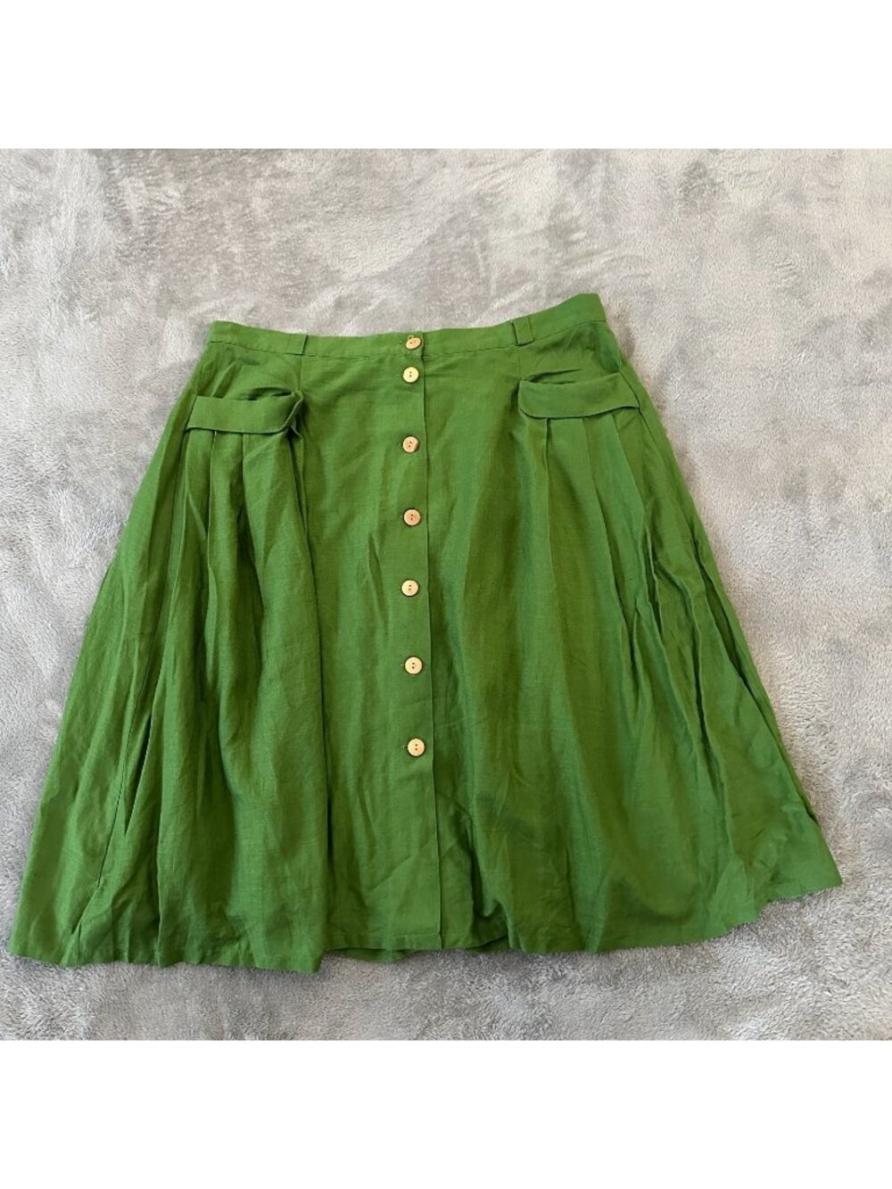 NWT Modcloth Green Effortless Feature Midi Skirt Women's 22 Rayon Linen